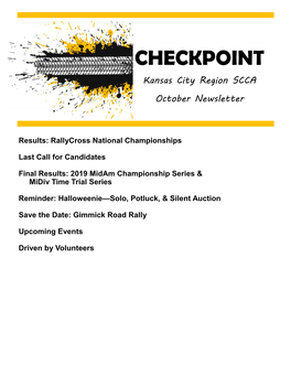 CHECKPOINT Kansas City Region SCCA October Newsletter