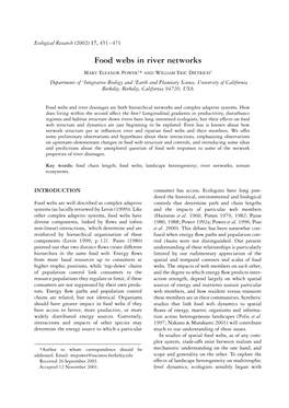 Food Webs in River Networks M