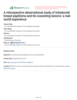 A Retrospective Observational Study of Intraductal Breast Papilloma and Its Coexisting Lesions: a Real- World Experience