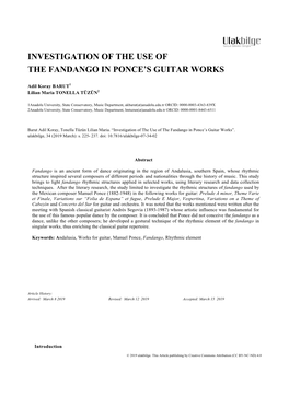 Investigation of the Use of the Fandango in Ponce's