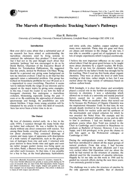 The Marvels of Biosynthesis: Tracking Nature's Pathways