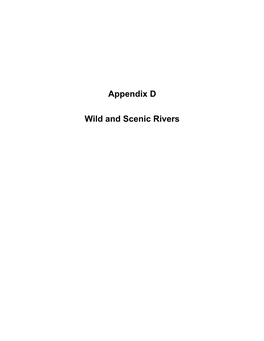 Appendix D Wild and Scenic Rivers