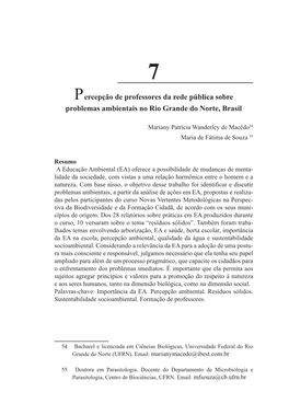 Percepção De Professores Da Rede Pública Sobre Problemas Ambientais No Rio Grande Do Norte, Brasil