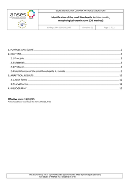 Identification of the Small Hive Beetle Aethina Tumida, Morphological Examination (OIE Method)