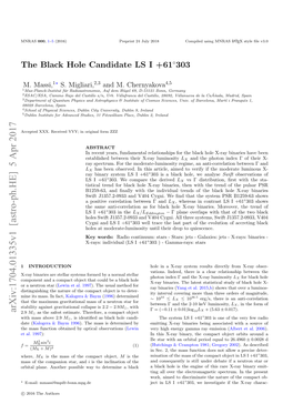 Arxiv:1704.01335V1 [Astro-Ph.HE] 5 Apr 2017 10 2.9 M As the Safest Estimate