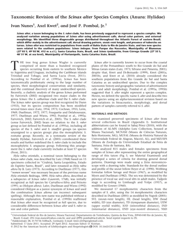 Taxonomic Revision of the Scinax Alter Species Complex (Anura: Hylidae)