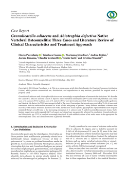 Case Report Granulicatella Adiacens and Abiotrophia Defectiva Native