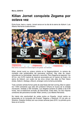 Kilian Jornet Conquista Zegama Por Octava Vez