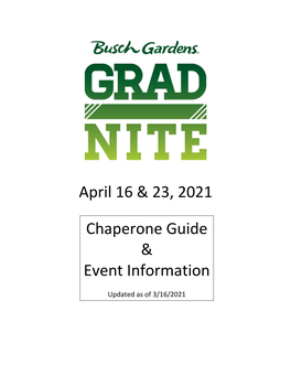 April 16 & 23, 2021 Chaperone Guide & Event Information