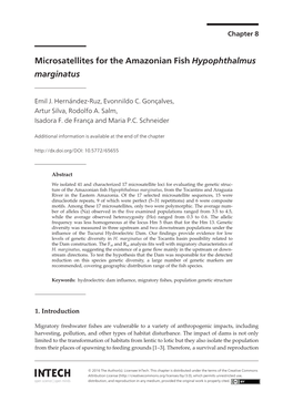 Microsatellites for the Amazonian Fish Hypophthalmus Marginatus 155 10.5772/65655