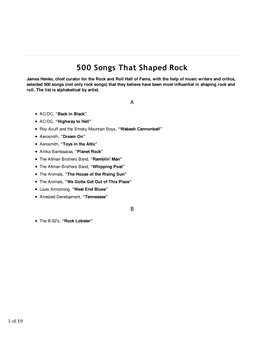 500 Songs That Shaped Rock