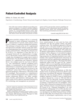 Patient-Controlled Analgesia