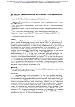 The First Genetic Linkage Map for Fraxinus Pennsylvanica and Syntenic Relationships with Four Related Species