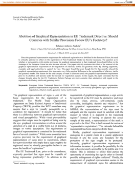 Abolition of Graphical Representation in EU Trademark Directive: Should Countries with Similar Provisions Follow EU’S Footsteps?