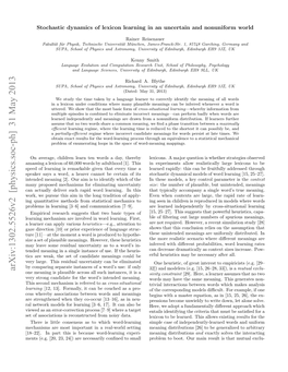 Stochastic Dynamics of Lexicon Learning in an Uncertain And