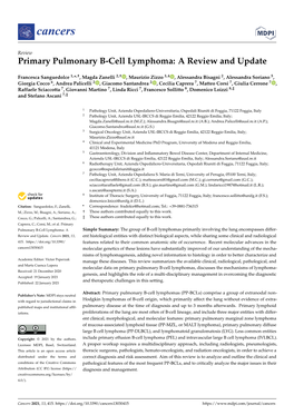 Primary Pulmonary B-Cell Lymphoma: a Review and Update