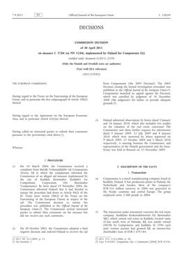 Commission Decision of 20 April 2011 on Measure C 37/04