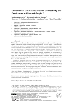 Decremental Data Structures for Connectivity and Dominators in Directed Graphs∗†