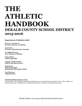 The Athletic Handbook Dekalb County School District 2015-2016