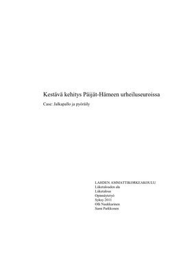 Kestävä Kehitys Päijät-Hämeen Urheiluseuroissa