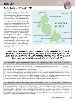 Arctic Portion of Tsentr-2019 OE Watch Commentary: As Promised, the Northern Sea Fleet Added an Arctic Portion to the Major Tsentr 2019 Exercise Far to the South