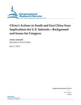 China's Actions in South and East China Seas