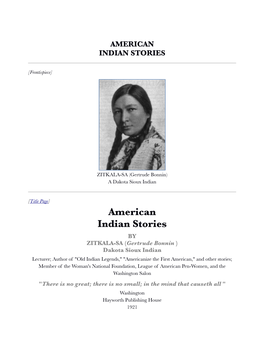 American Indian Stories