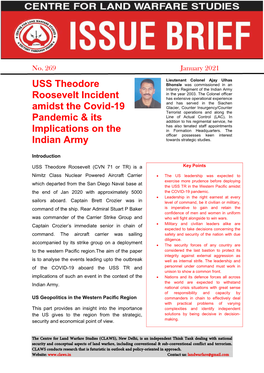 USS Theodore Roosevelt Incident Amidst the Covid-19 Pandemic & Its Implications on the Indian Army