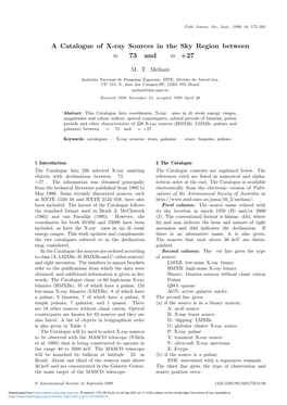 A Catalogue of X-Ray Sources in the Sky Region Between Δ = −73 And