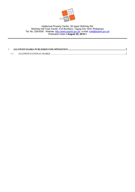 Intellectual Property Center, 28 Upper Mckinley Rd. Mckinley Hill Town Center, Fort Bonifacio, Taguig City 1634, Philippines Tel