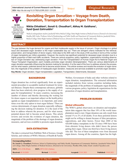 Revisiting Organ Donation – Voyage from Death, Donation, Transportation to Organ Transplantation