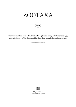 Zootaxa, Characterisation of the Australian Nacophorini Using Adult Morphology