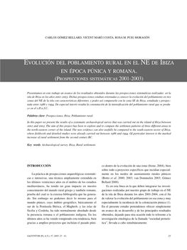 Evolución Del Poblamiento Rural En El Ne De Ibiza En Época Púnica Y Romana