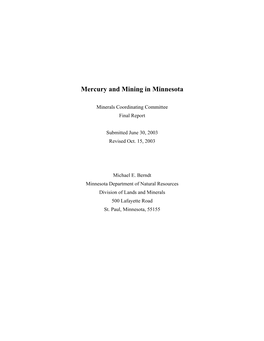 Mercury and Mining in Minnesota