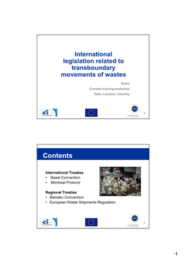 International Legislation Related to Transboundary Movements of Wastes