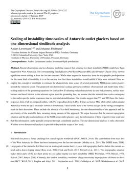 Scaling of Instability Time-Scales of Antarctic Outlet Glaciers Based On