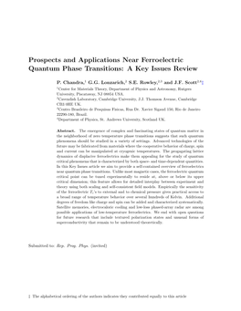 Prospects and Applications Near Ferroelectric Quantum Phase Transitions: a Key Issues Review