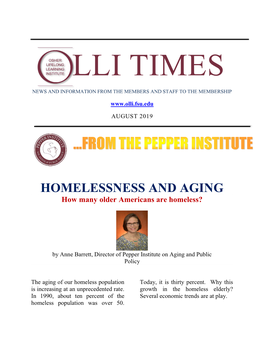 HOMELESSNESS and AGING How Many Older Americans Are Homeless?