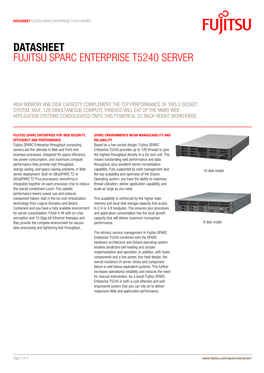 Datasheet Fujitsu Sparc Enterprise T5240 Server