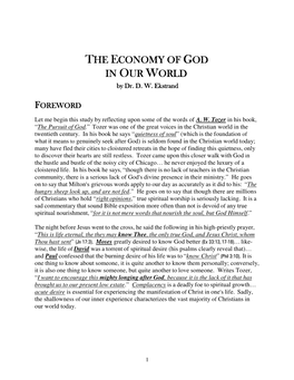 The Economy of Conomy of God in Our World