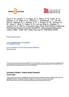 Earthquake Rupture Forecast (UCERF3)