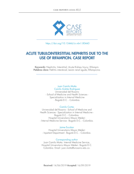 Acute Tubulointerstitial Nephritis Due to the Use of Rifampicin. Case Report