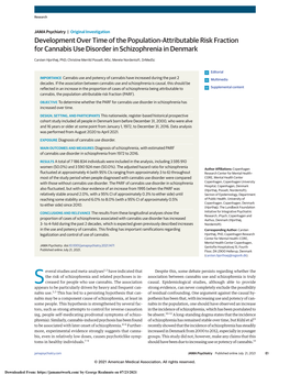 Development Over Time of the Population-Attributable Risk Fraction for Cannabis Use Disorder in Schizophrenia in Denmark