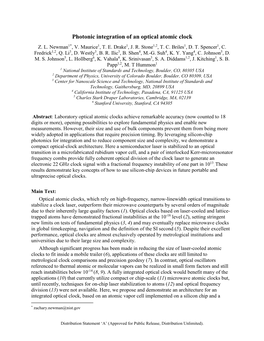 Photonic Integration of an Optical Atomic Clock Z