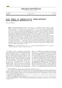 La Sémiotique Greimassienne Et La Sémiotique Peircienne : Visées, Principes Et Théories Du Signe