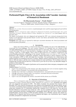 Perforated Peptic Ulcer & Its Association with Vascular Anatomy