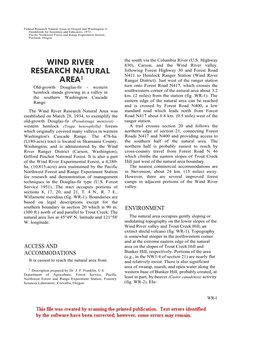 Wind River Research Natural Area Was Standard Road Which Leads North from Forest Established on March 28, 1934, to Exemplify the Road N417 About 0.8 Km