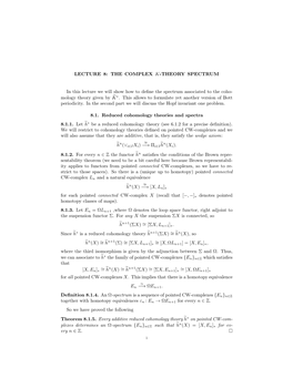 Lecture 8: the Complex K-Theory Spectrum