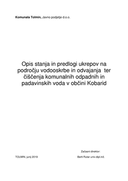 Opis Stanja in Predlogi Ukrepov Na Področju Vodooskrbe in Odvajanja