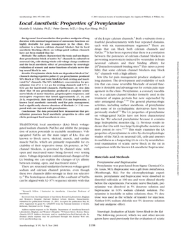 Local Anesthetic Properties of Prenylamine Mustafa G